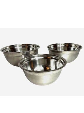 Stainless Steel Mixing Bowls‎ w/ Lids Set of 3 Small Nesting Kitchen Storage NEW
